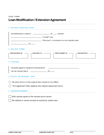 Loan Modification / Extension Agreement — Lending & Debt template