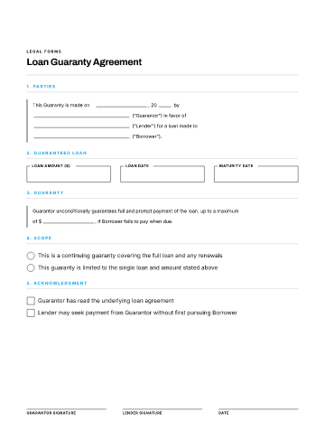 Loan Guaranty Agreement — Lending & Debt form template