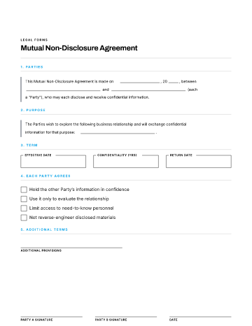 Mutual Non-Disclosure Agreement — Business Agreements template