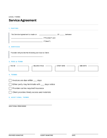 Service Agreement — Business Agreements template