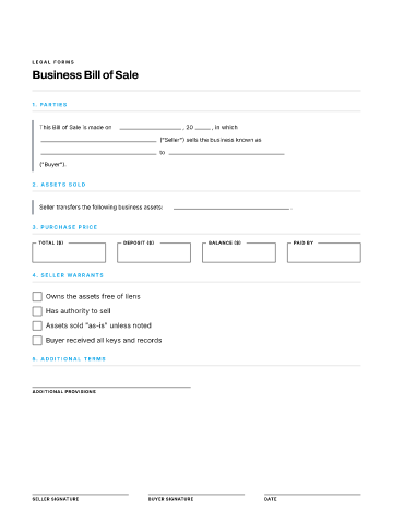 Business Bill of Sale — Business Operations & Sales template