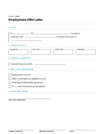Employment Offer Letter — Business Operations & Sales template