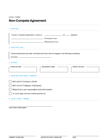 Non-Compete Agreement — Business Agreements template