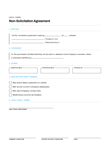 Non-Solicitation Agreement — Business Agreements form template