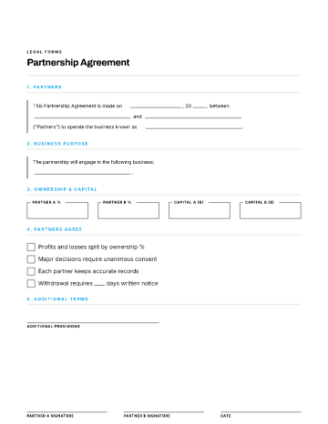 Partnership Agreement — Business Agreements form template