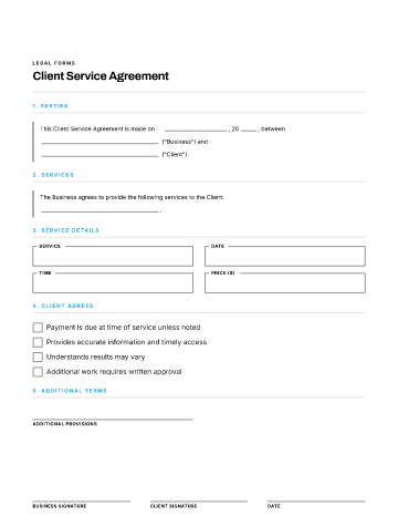 Client Service Agreement — Customer & Client template