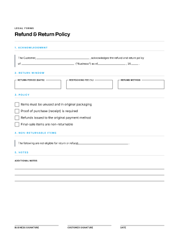 Refund & Return Policy — Customer & Client template