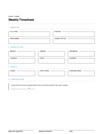 Weekly Timesheet — Employees & HR template