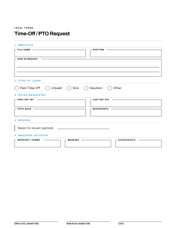 Time-Off / PTO Request — Employees & HR template