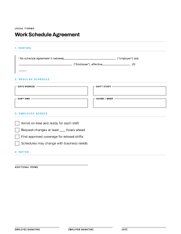 Work Schedule Agreement — Employees & HR form template