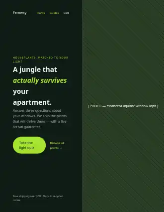Fernway — split landing — E-Commerce template