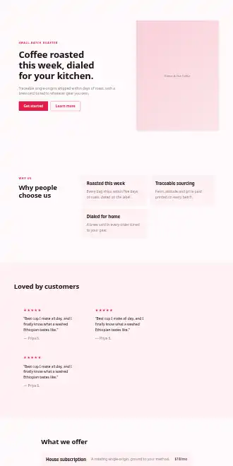 Ember & Oak Coffee — Micro Sites template