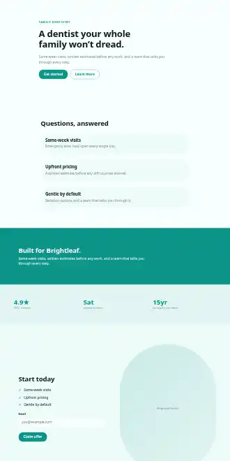 Brightleaf Dental — Micro Sites template