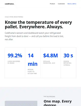 coldframe. — stat-grid landing — Logistics-Saas template