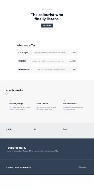Halo Hair Studio — Micro Sites template