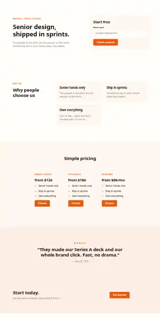 Field & Form — Micro Sites html5 microsite template