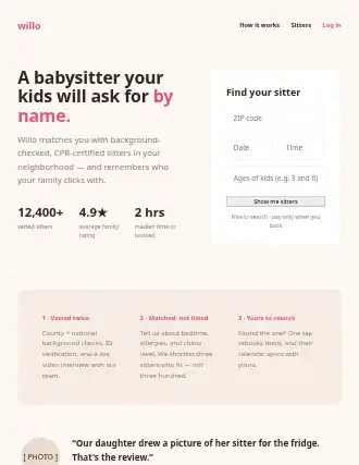 willo — form-first landing — Marketplace html5 landing page template