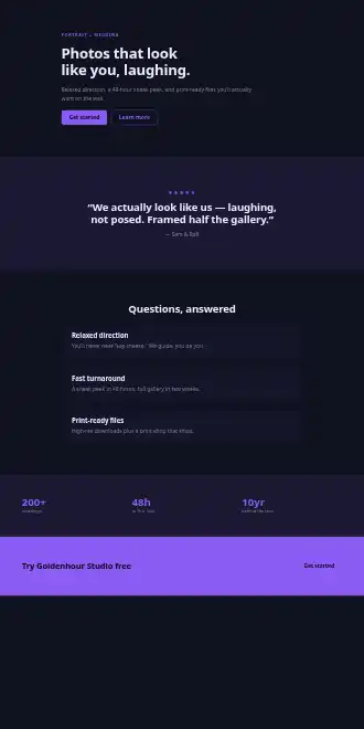 Goldenhour Studio — Micro Sites html5 microsite template