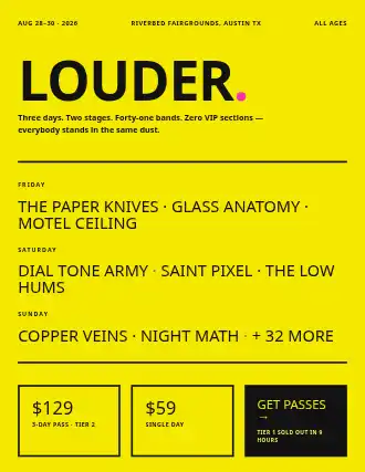 LOUDER. — poster landing — Events html5 landing page template