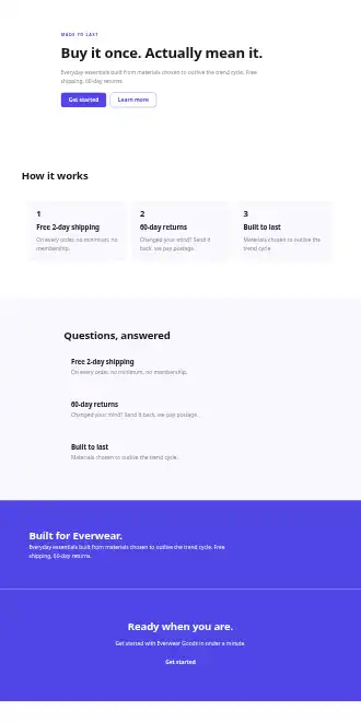 Everwear Goods — Micro Sites html5 microsite template
