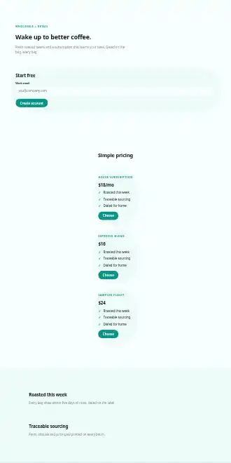 Reveille Roasters — Micro Sites html5 microsite template