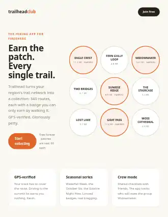 trailheadclub — badge-wall landing — Consumer-App template