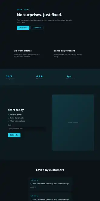 Trueline Plumbing — Micro Sites html5 microsite template