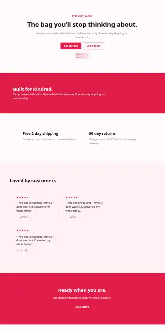 Kindred Supply — Micro Sites html5 microsite template