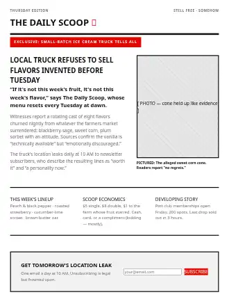 THE DAILY SCOOP — tabloid landing — Food-Local html5 landing page template