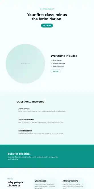 Breathe Yoga Lab — Micro Sites html5 microsite template
