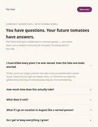 Plot Twist — faq-led landing — Local-Business template