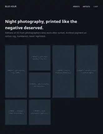 BLUE HOUR — gallery-grid landing — Art-Commerce html5 landing page template