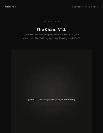 Atelier Norr — spotlight landing — Furniture html5 landing page template