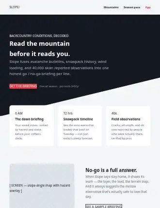SLOPE/ — diagonal landing — Outdoor-App html5 landing page template