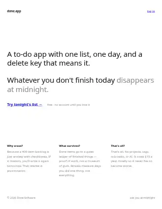 done.app — minimal-exit landing — Productivity template