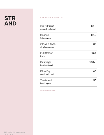 Strand — Menu — Salon template