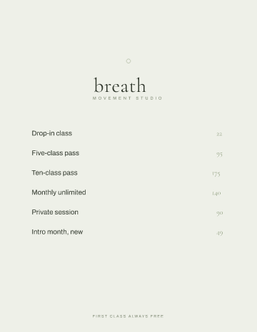 breath — Menu — Yoga form template