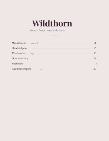Wildthorn — Menu — Florist form template