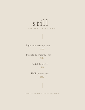 still — Menu — Spa & Massage form template