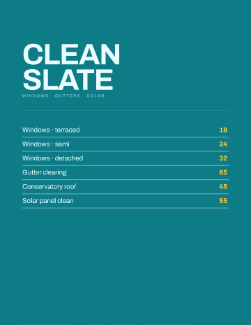 Clean Slate — Menu — Window Cleaning form template