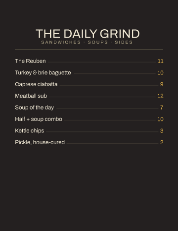The Daily Grind — Menu — Deli form template