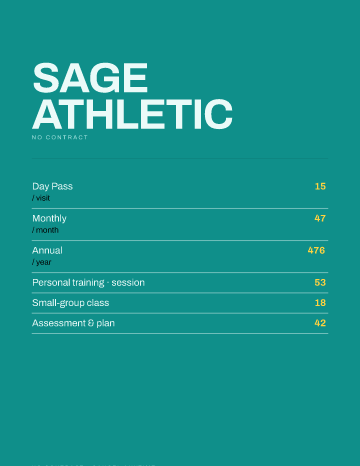 Sage Athletic — Menu — Gym template