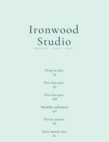 Ironwood Studio — Menu — Yoga template