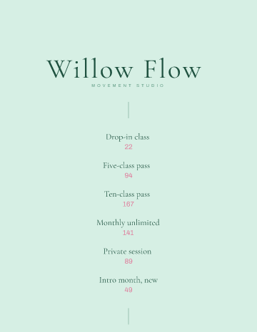 Willow Flow — Menu — Yoga template