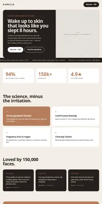 Aurelia — Color Block — Micro Sites html5 microsite template