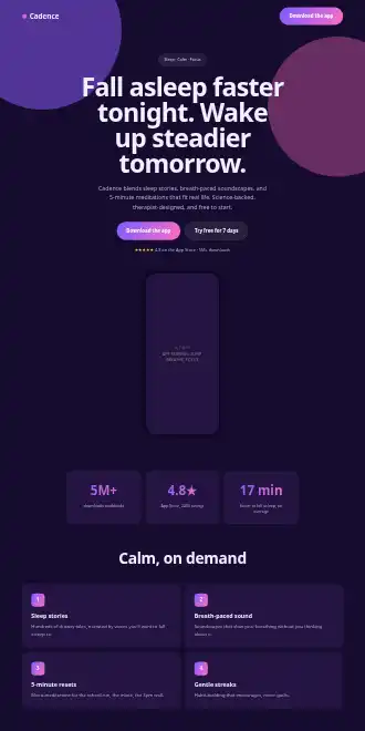 Cadence — Bold Gradient — Micro Sites html5 microsite template