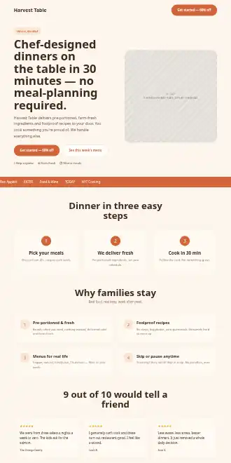 Harvest Table — Friendly — Micro Sites html5 microsite template