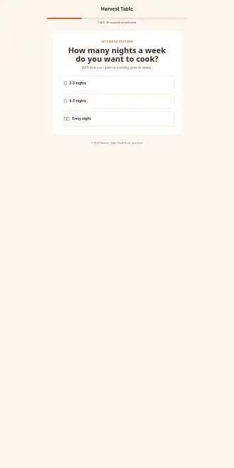 Harvest Table — Quiz — Micro Sites html5 microsite template