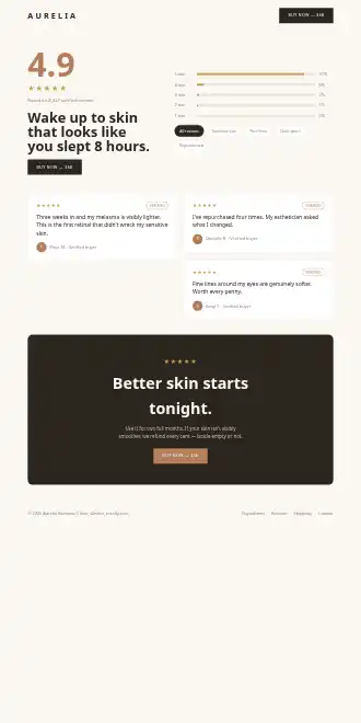 Aurelia — Reviews — Micro Sites html5 microsite template