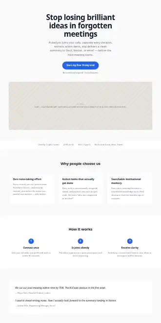 PulseSync AI — Minimal Clean — Micro Sites html5 microsite template